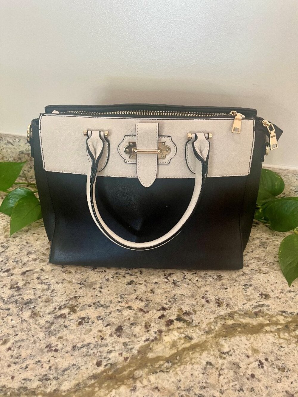 Large black and cream handbag